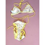 VTG Ritchie Swimwear Bikini Set Triangle Top Strappy Bottom yellow Lace Beige M Size M Photo 3