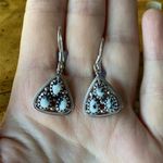 Genuine White Buffalo Sterling Silver Earrings Black Photo 5