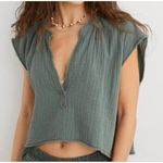 Aerie  Pool to Party Cropped Shirt in Green Size XL Cotton Gauze Top Photo 0