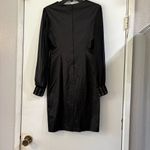 Camomilla Black Cocktail Evening Dress Sheer Long Sleeves Beaded Cuffs Wedding Size 12 Photo 4