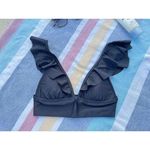 Aerie NWT, , Ruffle Shoulder Bikini Top, Black, Sz XS Photo 2