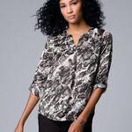 Simply Vera, Vera Wang Simply Vera Vera Wang- Women's Roll-Tab Sleeve Popover Snake Print Blouse size M Photo 0