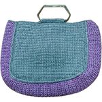 Handmade Thick Crochet Granny Square‎ Bag – Boho Floral Purse Metal Chain Strap Purple Photo 4