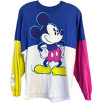 Disney  Pie Eye Retro Mickey Color Block Spirit Jersey Sweater Shirt Sz S Photo 0