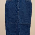 Ralph Lauren Lauren Jeans Co. Denim Midi Skirt Frayed Hem Size 10P Photo 0