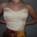 None Yellow Satin Bustier Top Photo 0