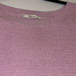 TU WOMAN PINK WITH SILVER METALLIC THREADING SHORT SLEEVE TIE IN CENTER HEM Size M Photo 6