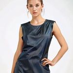 Classiques Entier Navy Sheath Lined Cap Sleeve Midi Dress Photo 0