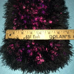 𝅺SCARF crocheted handmade with love Black fuzzy hot pink tiny pom Pom size OS Black Photo 3