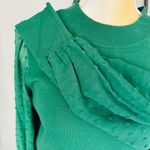 CeCe  Clip Dot Sleeve Sweater, Holiday Christmas Party Top, Green, Size Small NWT Photo 7