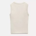 ZARA  Cream Ribbed Sleeveless Tank Top Photo 3