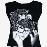 Graphic Tee with Rockabilly Gal Women's Short Sleeve Size Small Black Photo 0