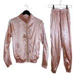 Boutique Blush Pink Satin Tracksuit Set Jacket & Pants Streetwear - SEE NOTES ON SIZING Photo 2