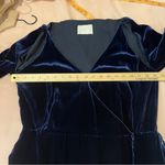 Dion‎ Lee Elegant Navy Silk Velvet Cold Shoulder 3/4 Sleeve Midi Wrap Dress 10 Blue Photo 14