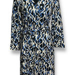 ZARA EUC Abstract Print Belted Shirt Dress Blue Black White Long Sleeve XS Photo 0