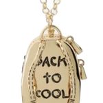 Betsey Johnson  Back To School Backpack Necklace Gold Tone Pink Photo 5