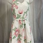 Vtg Y2K Joni Blair white floral dress pink accents aop pockets size 7 wedding Photo 1