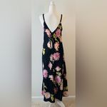 Oscar de la Renta Pink Label Vtg 2000s Black Floral Lace Trim Slip Dress Size M Photo 3