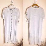 1. State  short sleeve blue shirt dress Photo 1