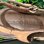 Disco Rosso Camel Floral Embroidery Leather Wedged Sandal Size 6 Brown Photo 2