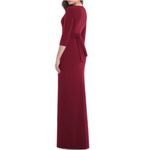 After Six Burgundy Red Vneck Crepe Sleeve Slit Front Bridesmaid Dress Size XXS Photo 1