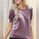 Acting Pro Romantic Mauve Velvet Puff Sleeve Top by  Plus Size 1X NEW Photo 2
