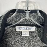 Pendleton  Gray Wool Lambswool Black Piping Trim Rose Pattern Button Front Jacket Photo 4