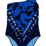 Aerie  Blue Tie Dye One Shoulder One Piece Swimsuit M Full Coverage Stretch Photo 0