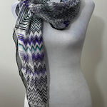 Missoni Iconic Zig Zag Square 35" X 35" Sheer Scarf Silk Purple Blue Luxury Photo 0