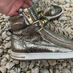 Michael Kors Gold Foil Studded High Rise Sneakers 7M Photo 5