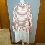Pilcro Anthropologie Hooded Sweatshirt Twofer Mini Dress NEW pink white striped Photo 2