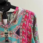 Johnny Was NWOT  Floral Silk Long Sleeves Tunic Dress Multicolor Bohemia Size S Photo 12
