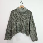 American Eagle  AE Turtleneck Cropped Cheetah Sweater Green size Small Photo 0