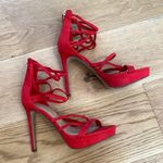 Guess  Strappy Platform Stiletto Heels in Red Photo 1