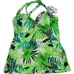 Swimsuits for All S4A Swim Sexy Floral Palm Tropical Halter Tankini Plus 18 NEW Green Photo 0