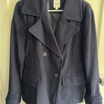 Gap  Wool Blend Pea Coat Jacket Womens Large Double Breasted Navy Blue Photo 0