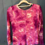 Zella Z by Pink/White Long Sleeve Front Knot Tie Dye Top | Women Size Small Photo 2