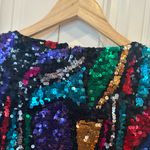 Oleg Cassini Black Tue  Multi Color Sequin Mini Dress Size Small 4 Photo 4