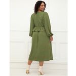 Eloquii Elements Plus Size Sage Green Mixed Print Midi Dress Peplum Size 14 NWT Photo 2