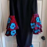 Calvin Klein Ankara Black Dress with Floral Sleeves and Floral Bottom Photo 0