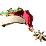 Santa Hat Brooch Pin Whimsical New Christmas Dangle Star Holly Berry Le… Red Photo 8