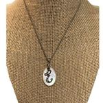 Vintage 1928 Initial Necklace "E" Mother Of Pearl Pendant Silver Tone 18" READ Photo 0