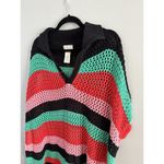 Free People  Bayside Rainbow Stripe Open Knit Oversized Sweater Poncho Size OS Photo 5