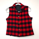Woolrich Vintage Woman M Reversible Vest Red Buffalo Plaid Wool Puffer Black Photo 0