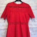 Lulu's short sleeve lace overlay dress XL mock neck eyelash lace back zipper RED Photo 2