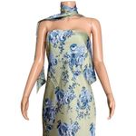 BHLDN   Molly Scarf-Neck Strapless Column Maxi Dress, Mint Cabbage Roses, Large Photo 6