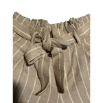 Liverpool Wide Leg Pants Women's Size S Cropped Beige White Striped Tie Waist Tan Photo 5