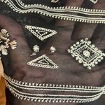 Cecico Sheer Tank Blouse w/Embroidery and a keyhole front tie Black Photo 12