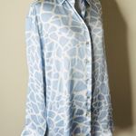 ZARA  Light Blue and White Satin Animal Print Blouse Photo 2