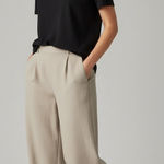 Abercrombie & Fitch  Pleated Beige Wide Leg Women's Pants Photo 0